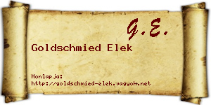 Goldschmied Elek névjegykártya